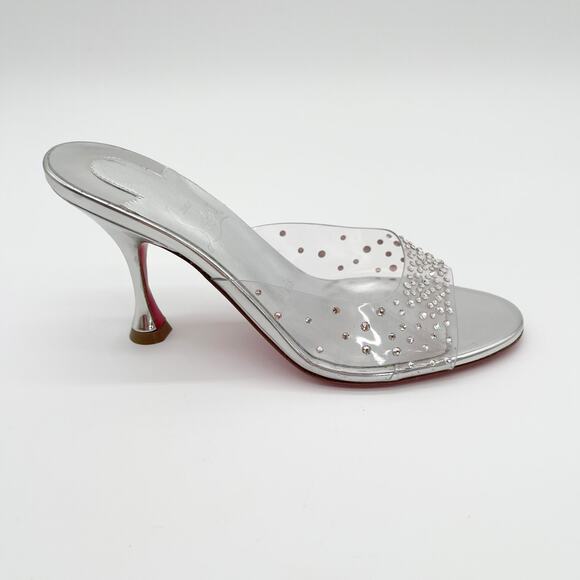 Christian Louboutin Degramule Silver PVC Strass Gradient Mule Sandal Heels EU 36 - Picture 2 of 12